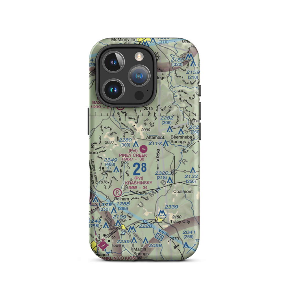Piney Creek Airport (88TN) VFR Sectional  Tough iPhone Case iPhone 16 Pro model shown