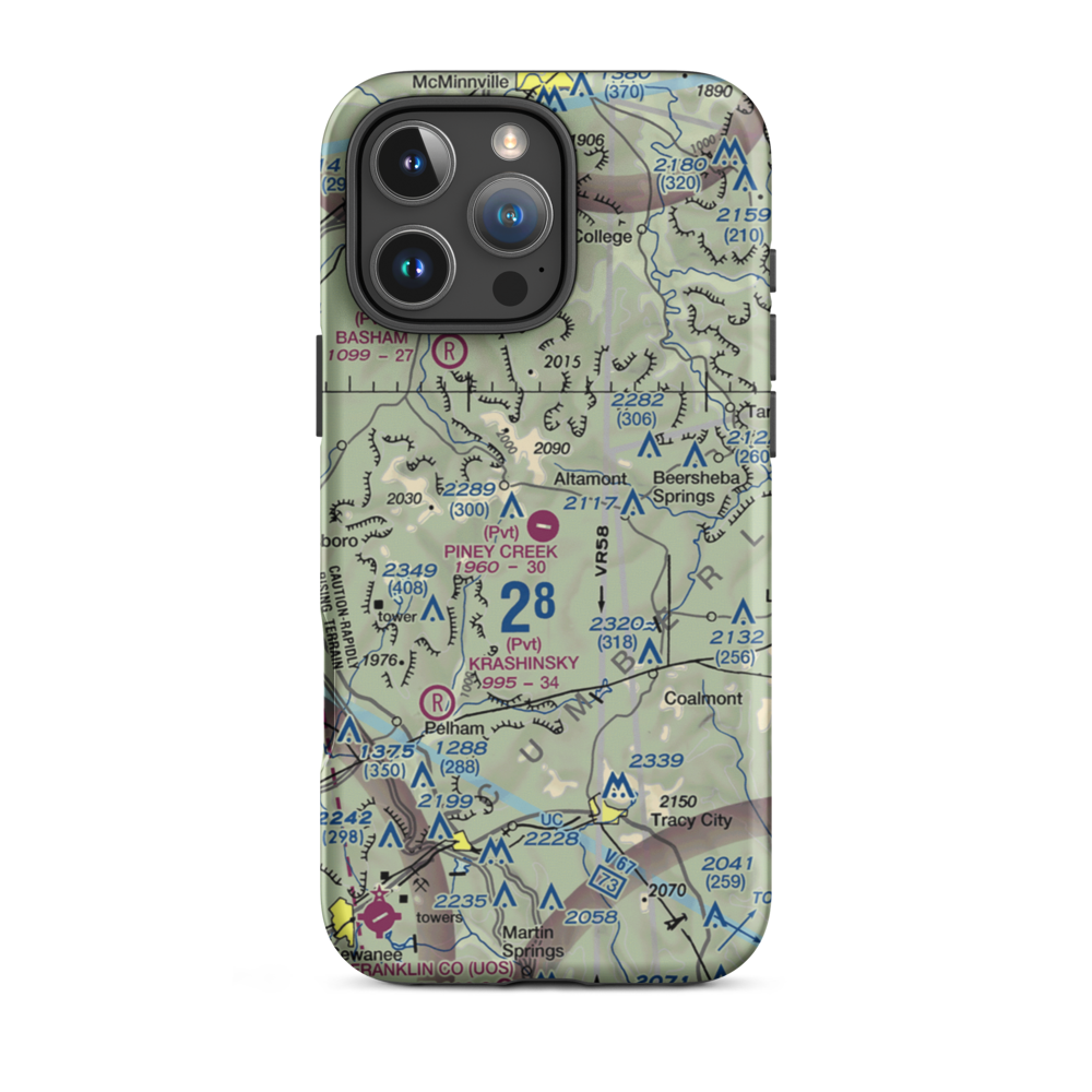 Piney Creek Airport (88TN) VFR Sectional  Tough iPhone Case iPhone 16 Pro Max model shown