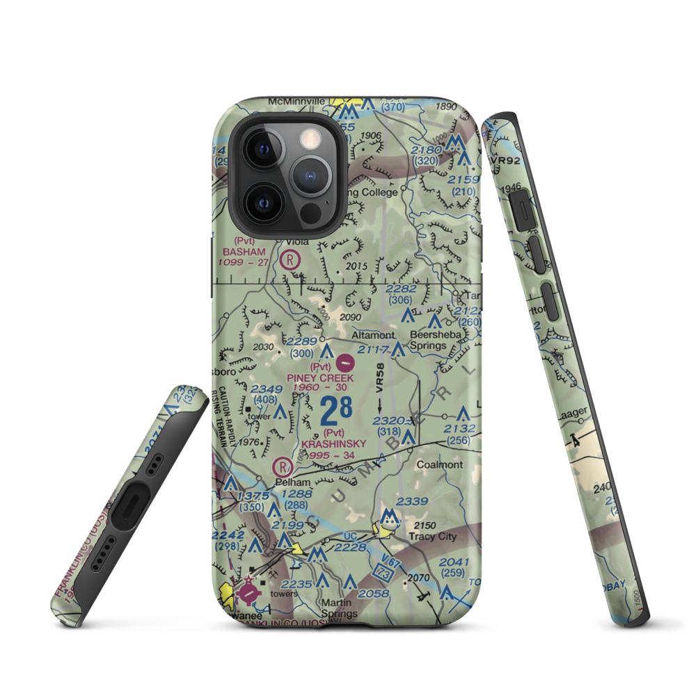 Piney Creek Airport (88TN) VFR Sectional  Tough iPhone Case iPhone 12 Pro model shown