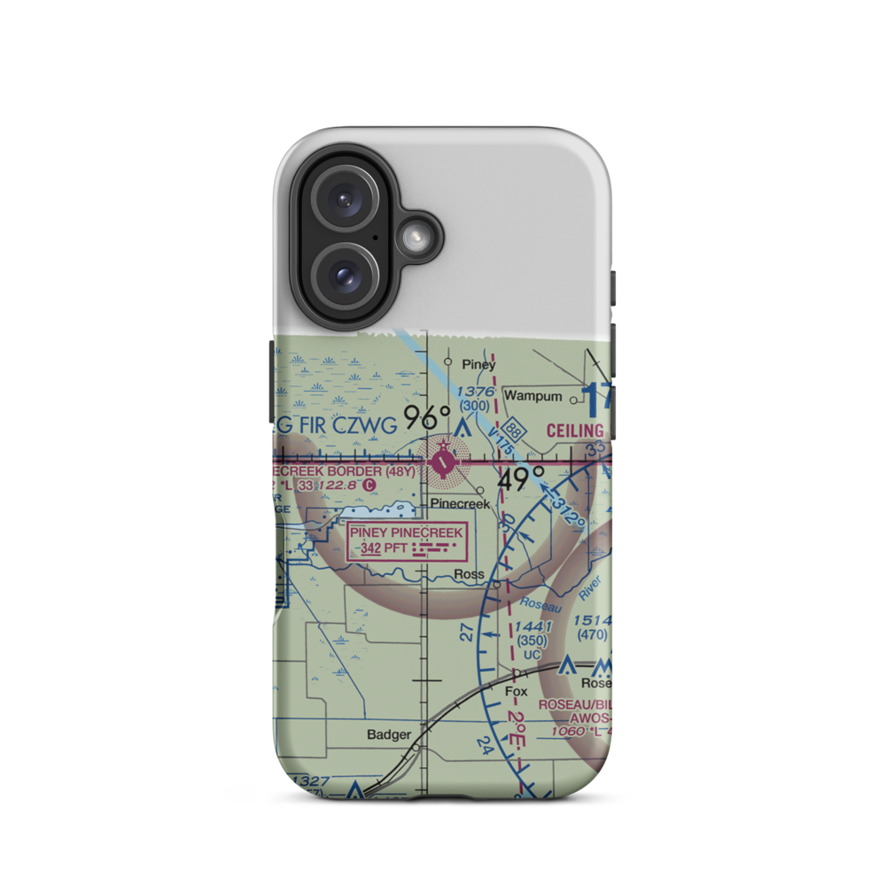 Piney Pinecreek Border Airport (48Y) VFR Sectional  Tough iPhone Case iPhone 16 model shown