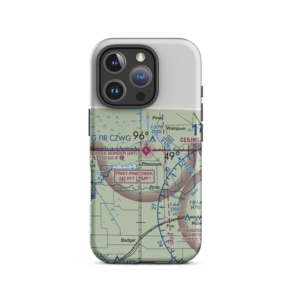 Piney Pinecreek Border Airport (48Y) VFR Sectional  Tough iPhone Case iPhone 16 Pro model shown