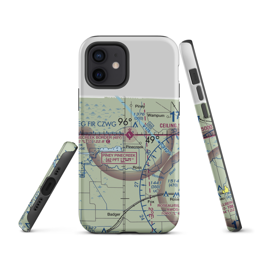 Piney Pinecreek Border Airport (48Y) VFR Sectional  Tough iPhone Case iPhone 12 model shown