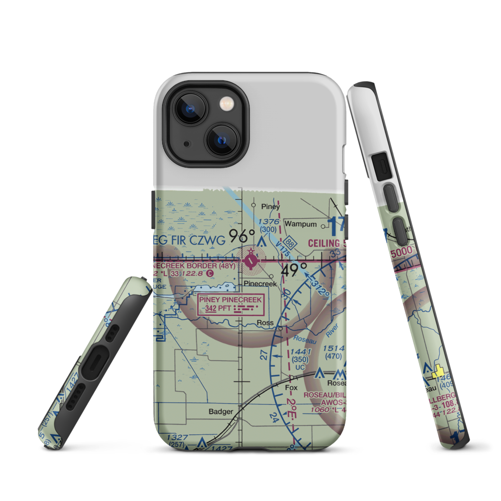 Piney Pinecreek Border Airport (48Y) VFR Sectional  Tough iPhone Case iPhone 13 model shown