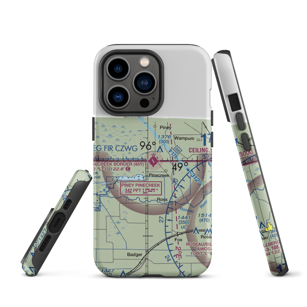 Piney Pinecreek Border Airport (48Y) VFR Sectional  Tough iPhone Case iPhone 13 Pro model shown
