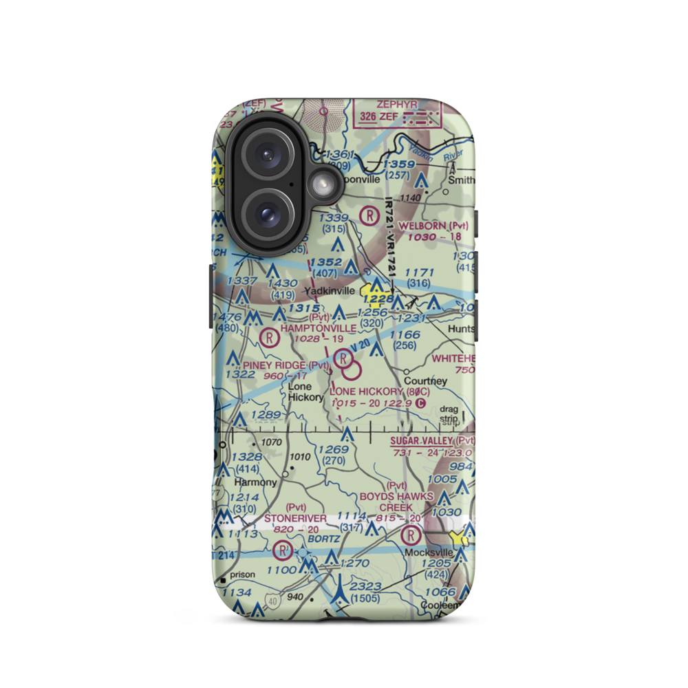 Piney Ridge Airport (NC42) VFR Sectional  Tough iPhone Case iPhone 16 model shown