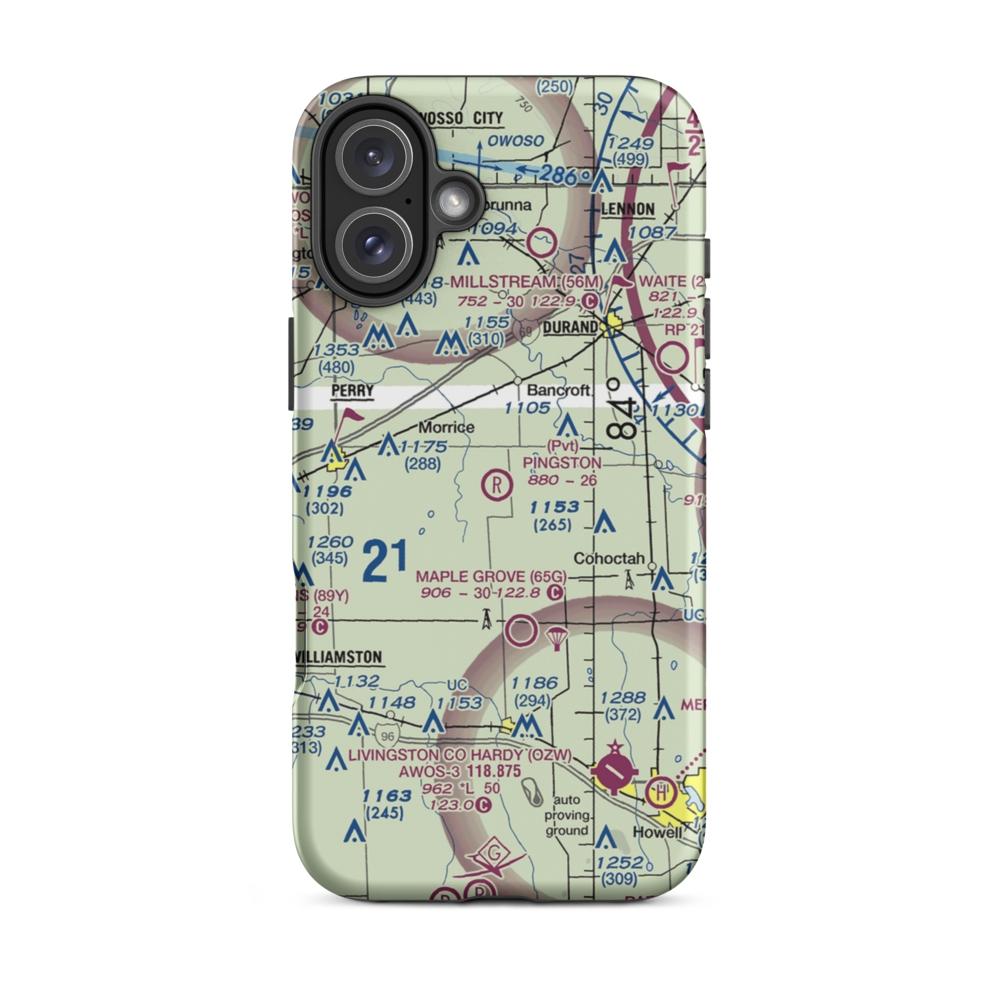 Pingston Aeroworks Airport (54MI) VFR Sectional  Tough iPhone Case iPhone 16 Plus model shown