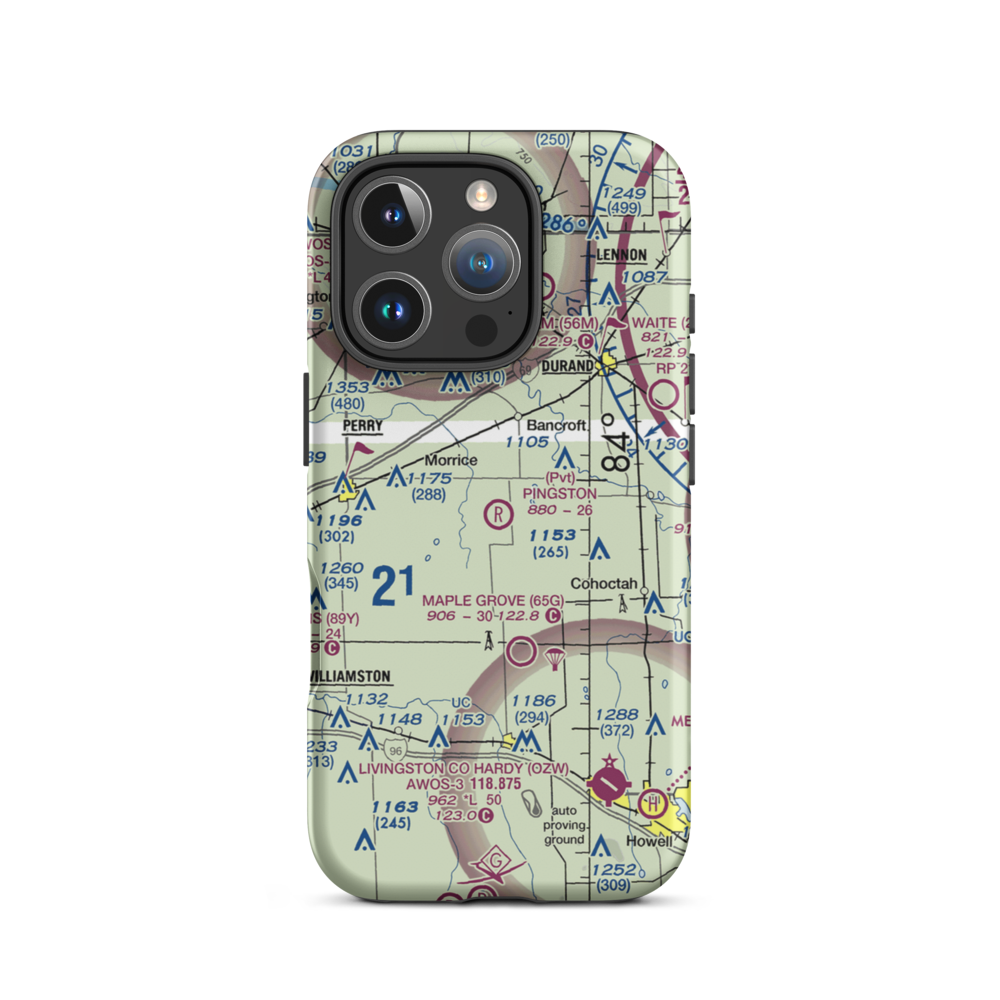 Pingston Aeroworks Airport (54MI) VFR Sectional  Tough iPhone Case iPhone 16 Pro model shown