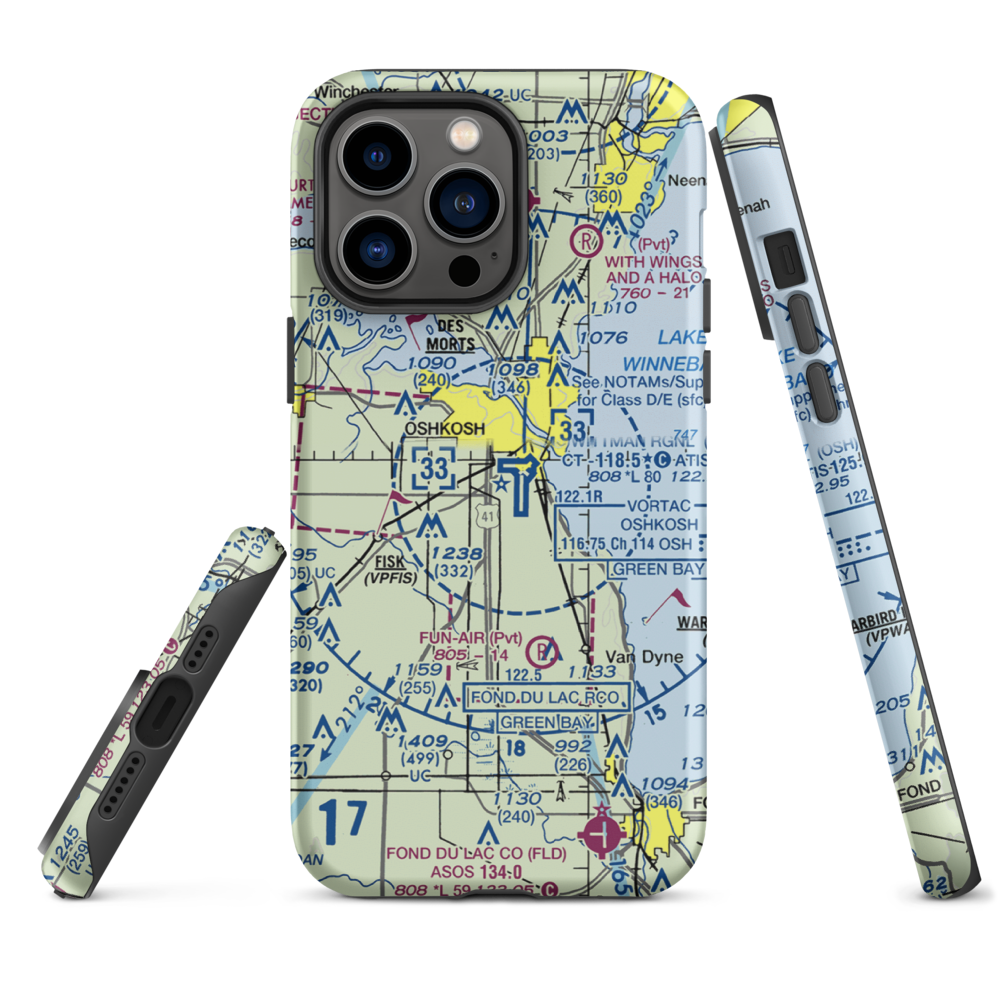 Pioneer Airport (WS17) VFR Sectional  Tough iPhone Case iPhone 14 Pro Max model shown