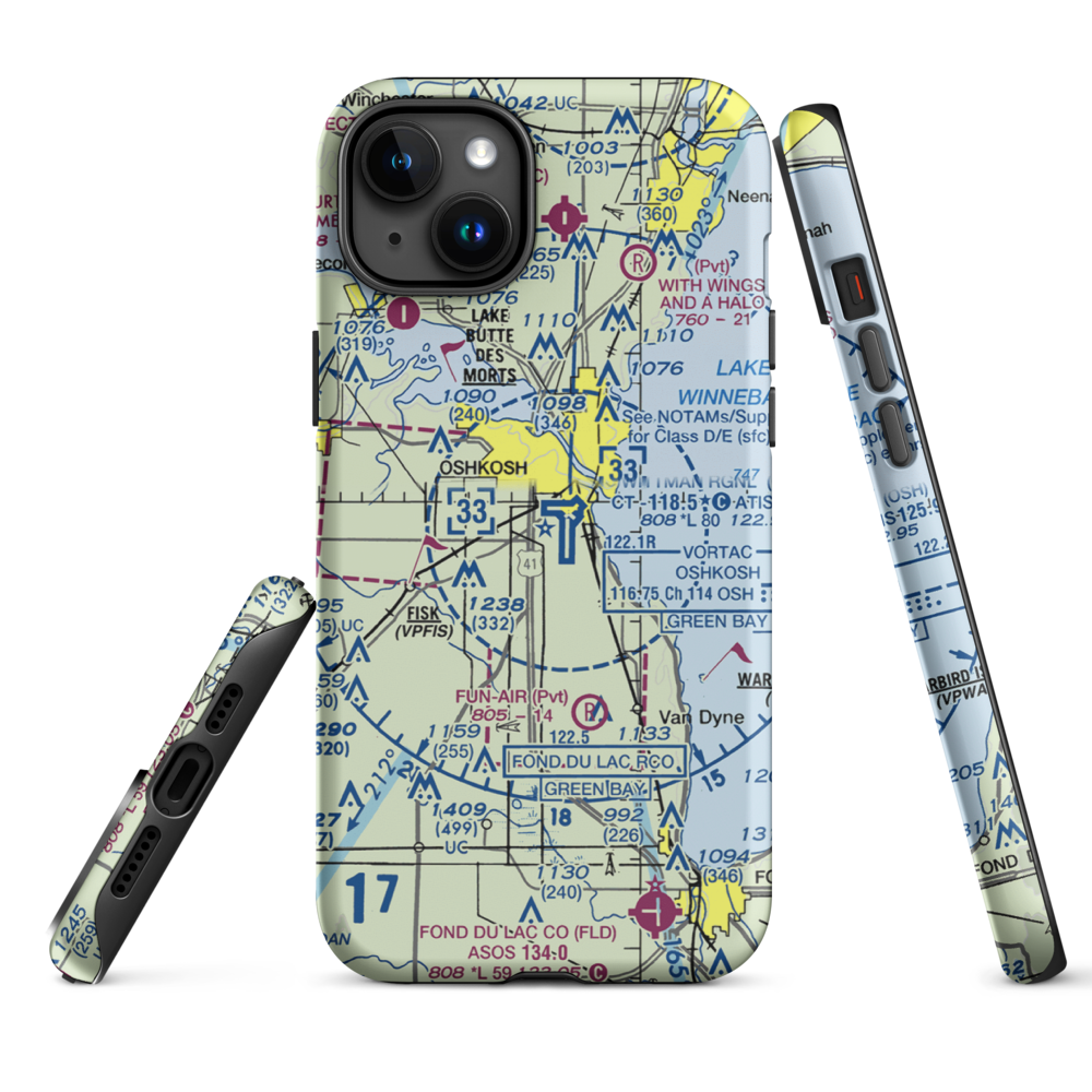 Pioneer Airport (WS17) VFR Sectional  Tough iPhone Case iPhone 15 Plus model shown