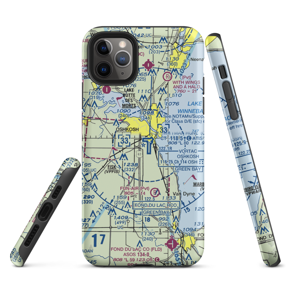 Pioneer Airport (WS17) VFR Sectional  Tough iPhone Case iPhone 11 Pro Max model shown