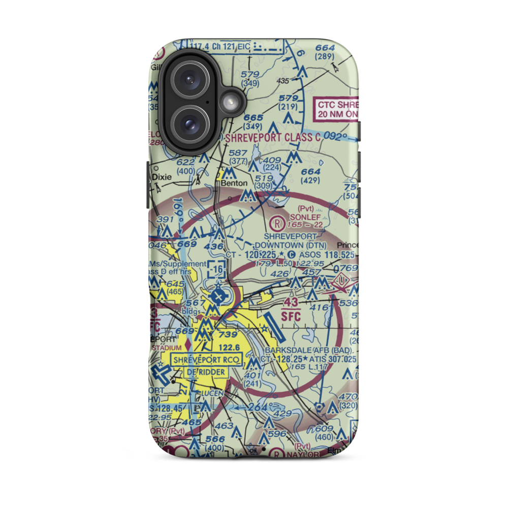 Pioneer Field Flight Park Ultralightport (LA17) VFR Sectional  Tough iPhone Case iPhone 16 Plus model shown
