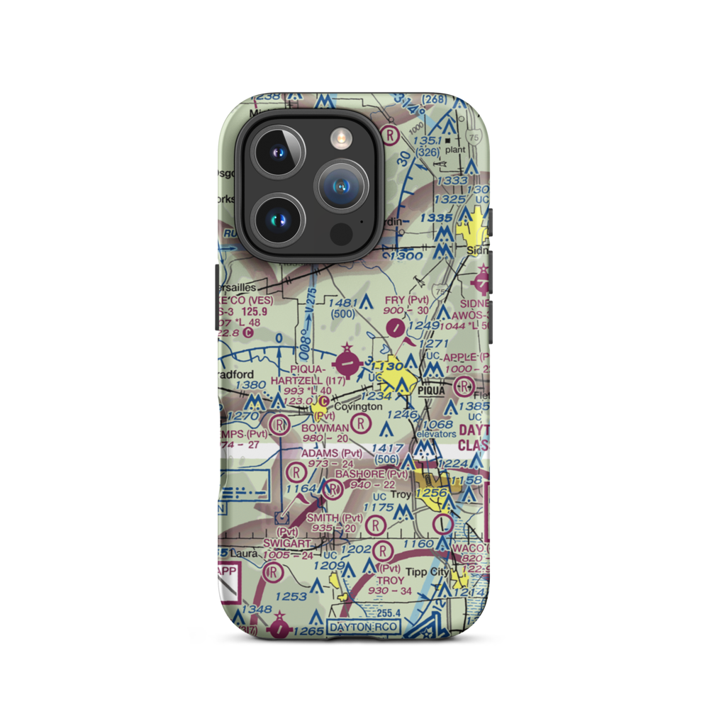 Piqua Airport-Hartzell Field (I17) VFR Sectional  Tough iPhone Case iPhone 16 Pro model shown