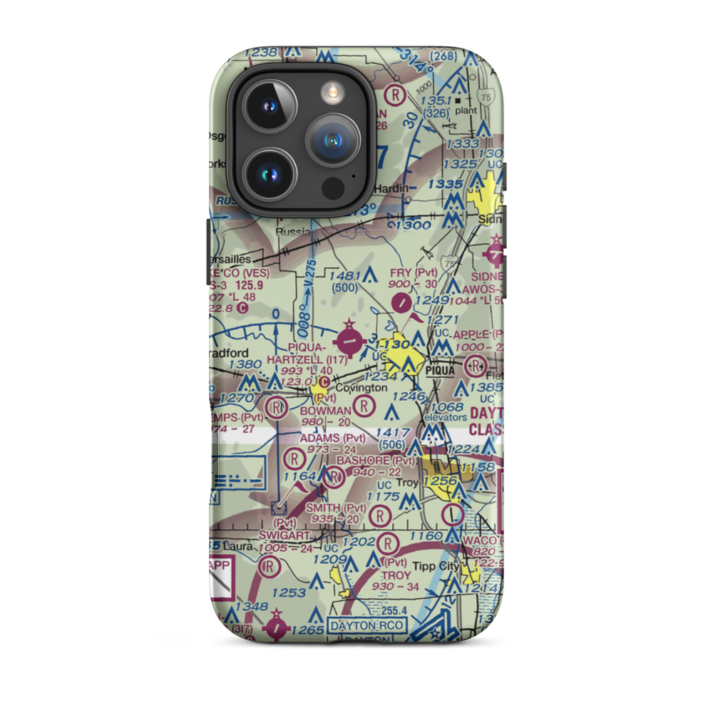 Piqua Airport-Hartzell Field (I17) VFR Sectional  Tough iPhone Case iPhone 16 Pro Max model shown
