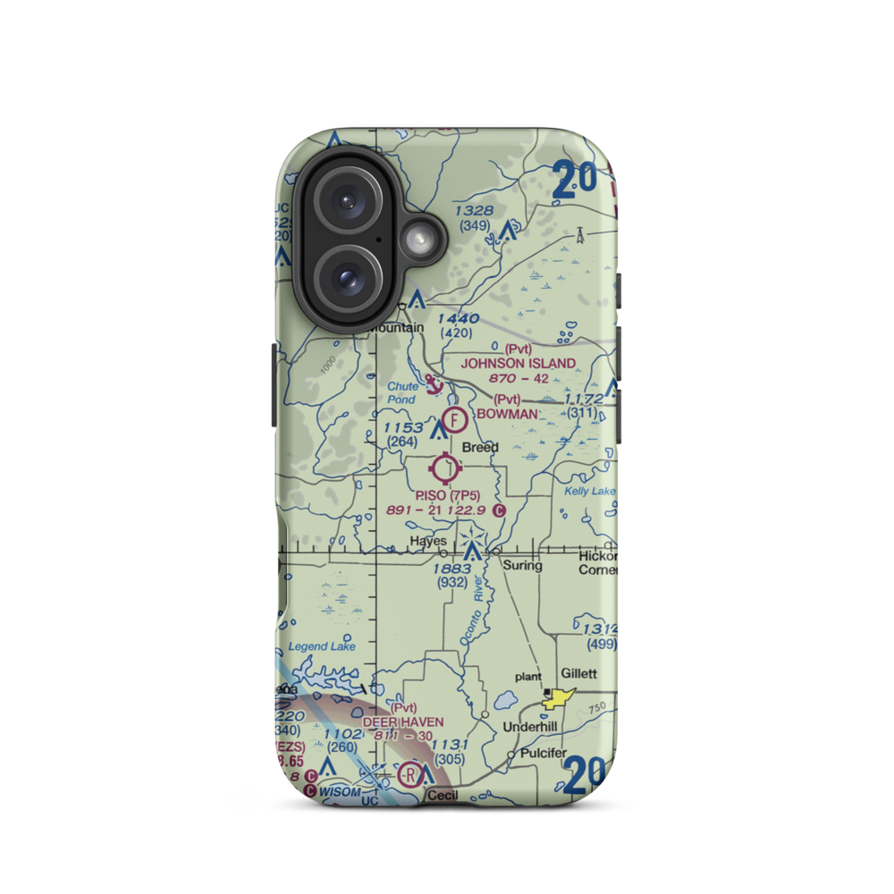 Piso Airport (7P5) VFR Sectional  Tough iPhone Case iPhone 16 model shown