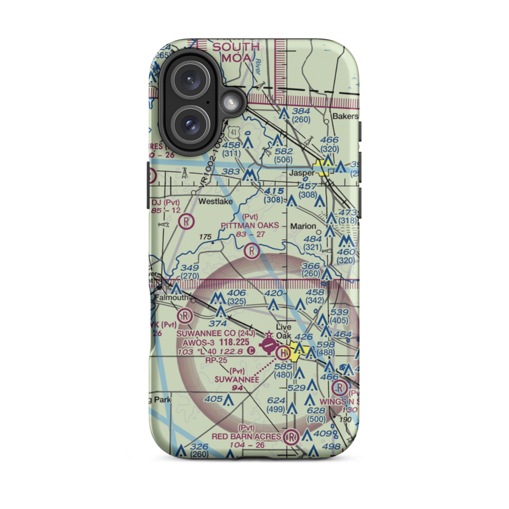 Pittman Oaks Airport (FA88) VFR Sectional  Tough iPhone Case iPhone 16 Plus model shown