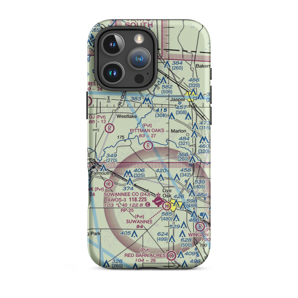 Pittman Oaks Airport (FA88) VFR Sectional  Tough iPhone Case iPhone 16 Pro Max model shown