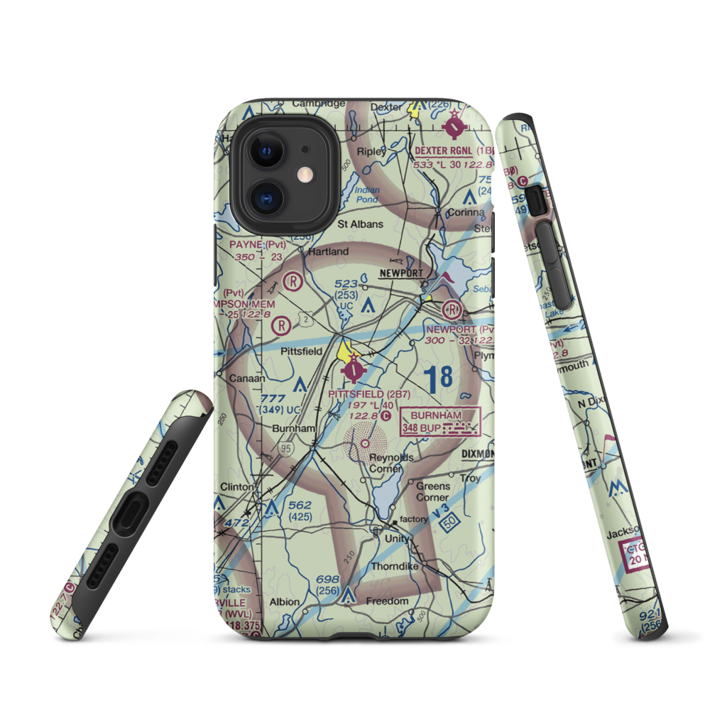 Pittsfield Municipal Airport (2B7) VFR Sectional  Tough iPhone Case iPhone 11 model shown