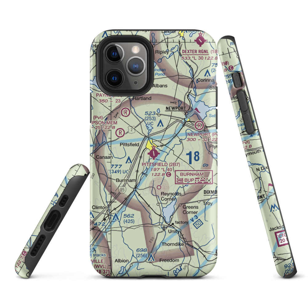 Pittsfield Municipal Airport (2B7) VFR Sectional  Tough iPhone Case iPhone 11 Pro model shown