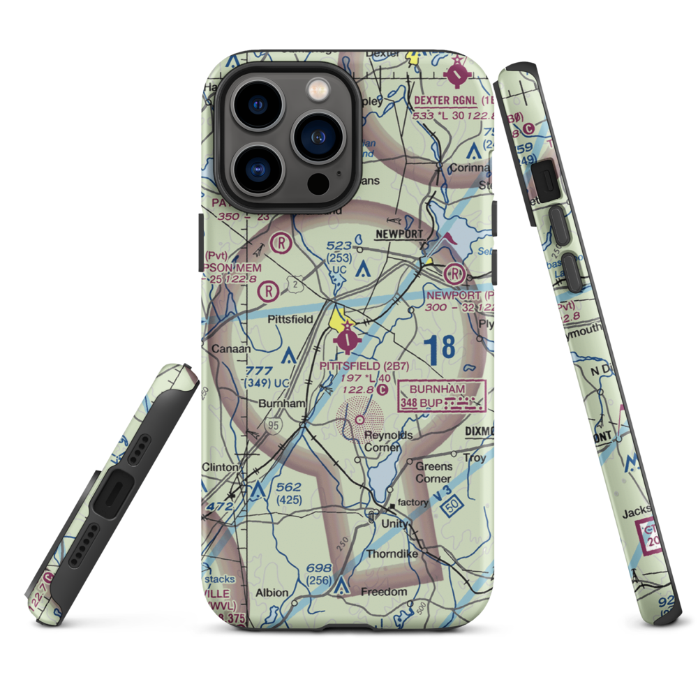 Pittsfield Municipal Airport (2B7) VFR Sectional  Tough iPhone Case iPhone 13 Pro Max model shown