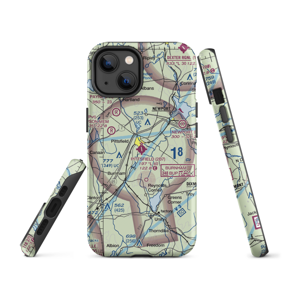 Pittsfield Municipal Airport (2B7) VFR Sectional  Tough iPhone Case iPhone 14 model shown