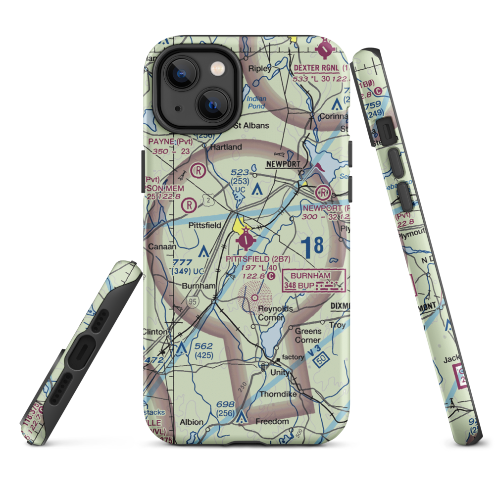 Pittsfield Municipal Airport (2B7) VFR Sectional  Tough iPhone Case iPhone 14 Plus model shown