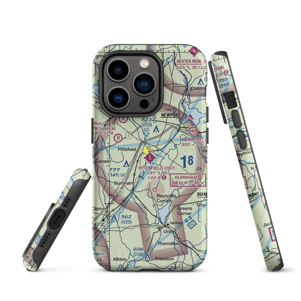 Pittsfield Municipal Airport (2B7) VFR Sectional  Tough iPhone Case iPhone 14 Pro model shown