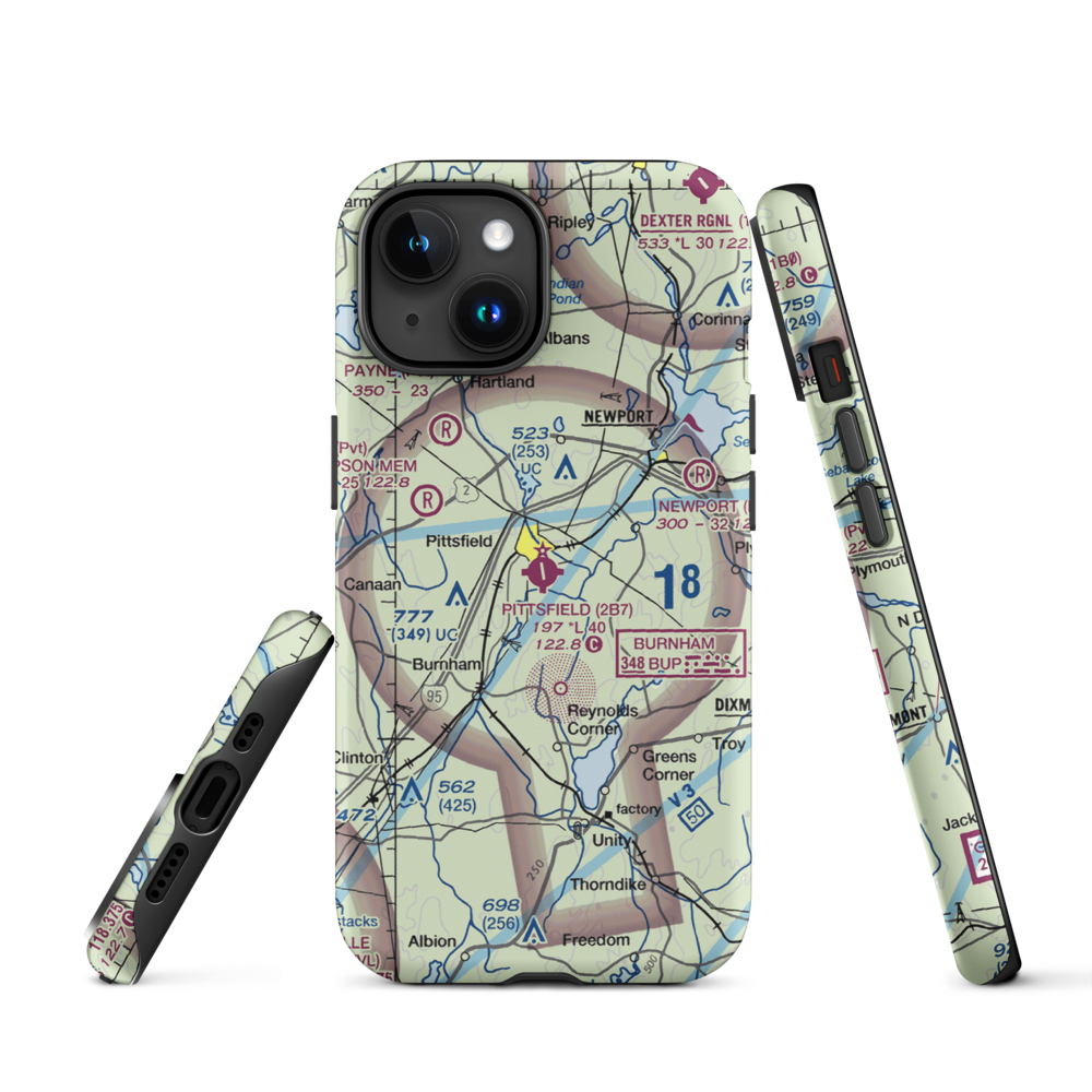 Pittsfield Municipal Airport (2B7) VFR Sectional  Tough iPhone Case iPhone 15 model shown
