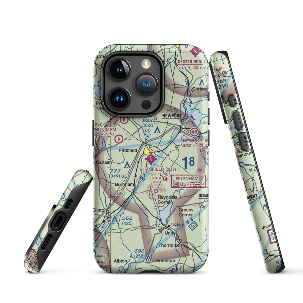 Pittsfield Municipal Airport (2B7) VFR Sectional  Tough iPhone Case iPhone 15 Pro model shown