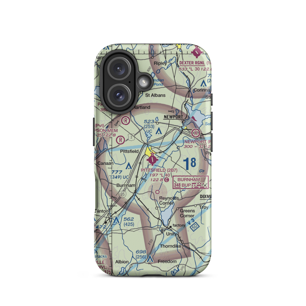 Pittsfield Municipal Airport (2B7) VFR Sectional  Tough iPhone Case iPhone 16 model shown