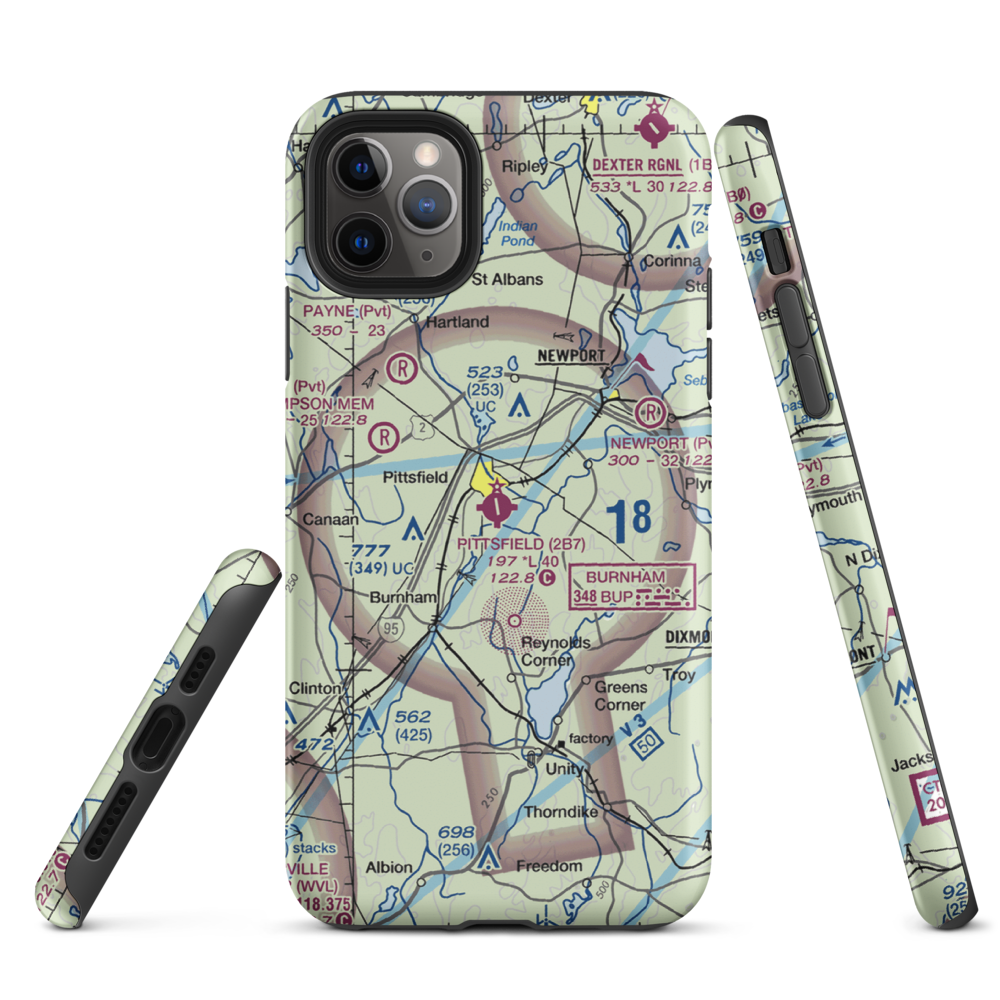 Pittsfield Municipal Airport (2B7) VFR Sectional  Tough iPhone Case iPhone 11 Pro Max model shown