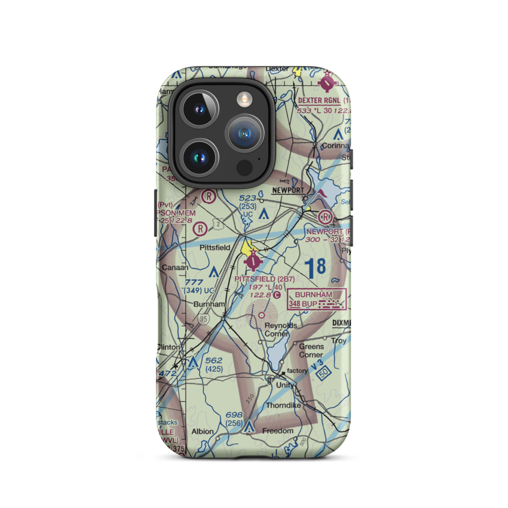Pittsfield Municipal Airport (2B7) VFR Sectional  Tough iPhone Case iPhone 16 Pro model shown