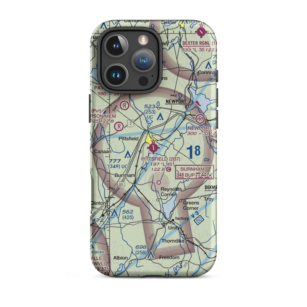 Pittsfield Municipal Airport (2B7) VFR Sectional  Tough iPhone Case iPhone 16 Pro Max model shown