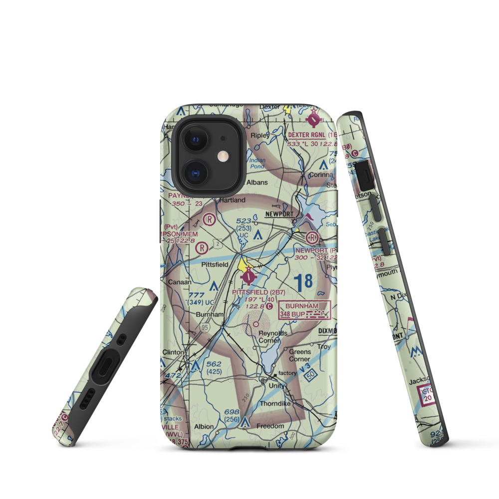 Pittsfield Municipal Airport (2B7) VFR Sectional  Tough iPhone Case iPhone 12 mini model shown