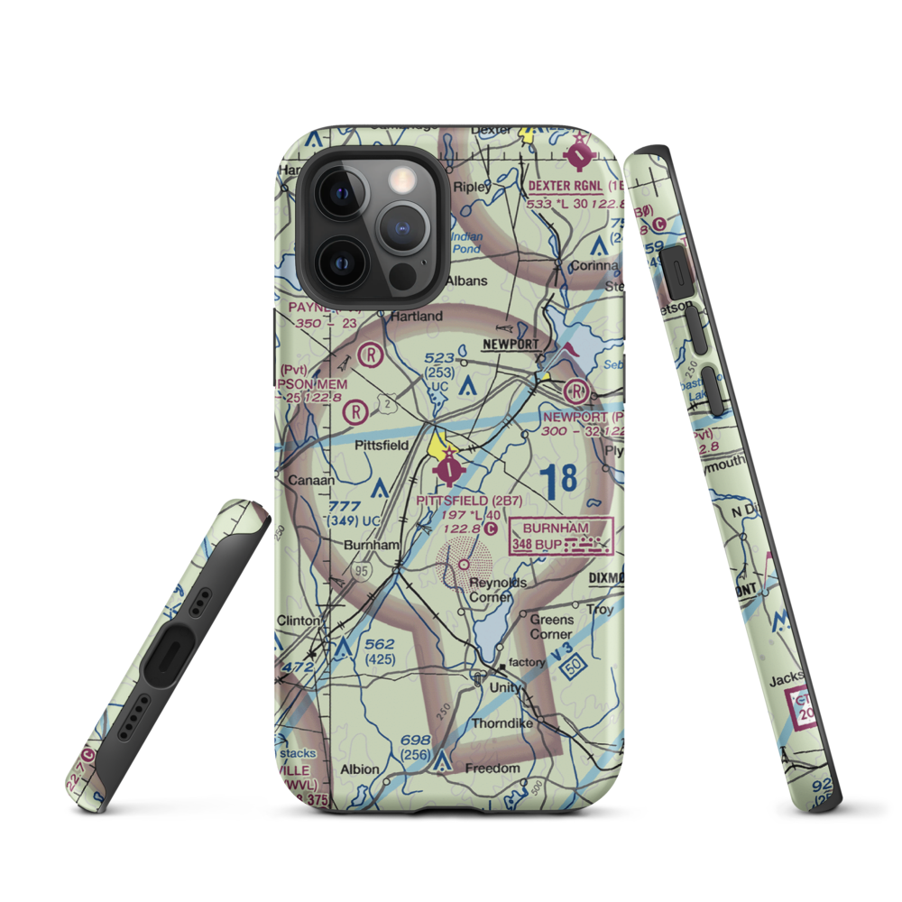 Pittsfield Municipal Airport (2B7) VFR Sectional  Tough iPhone Case iPhone 12 Pro model shown