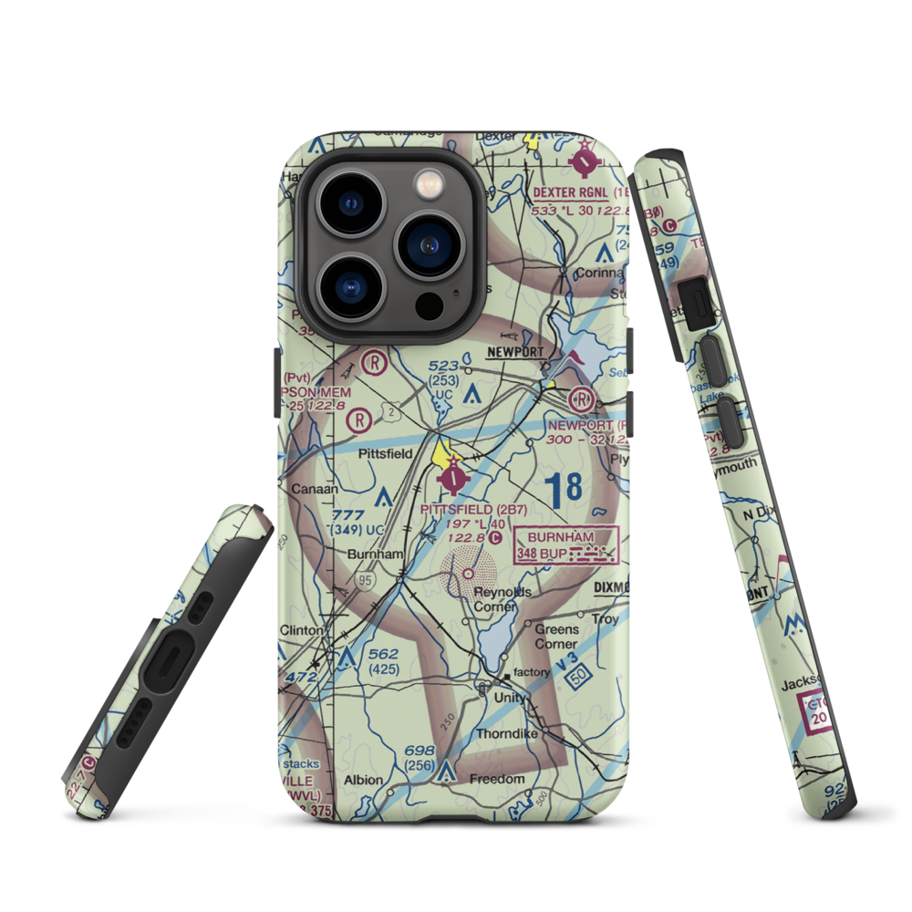 Pittsfield Municipal Airport (2B7) VFR Sectional  Tough iPhone Case iPhone 13 Pro model shown
