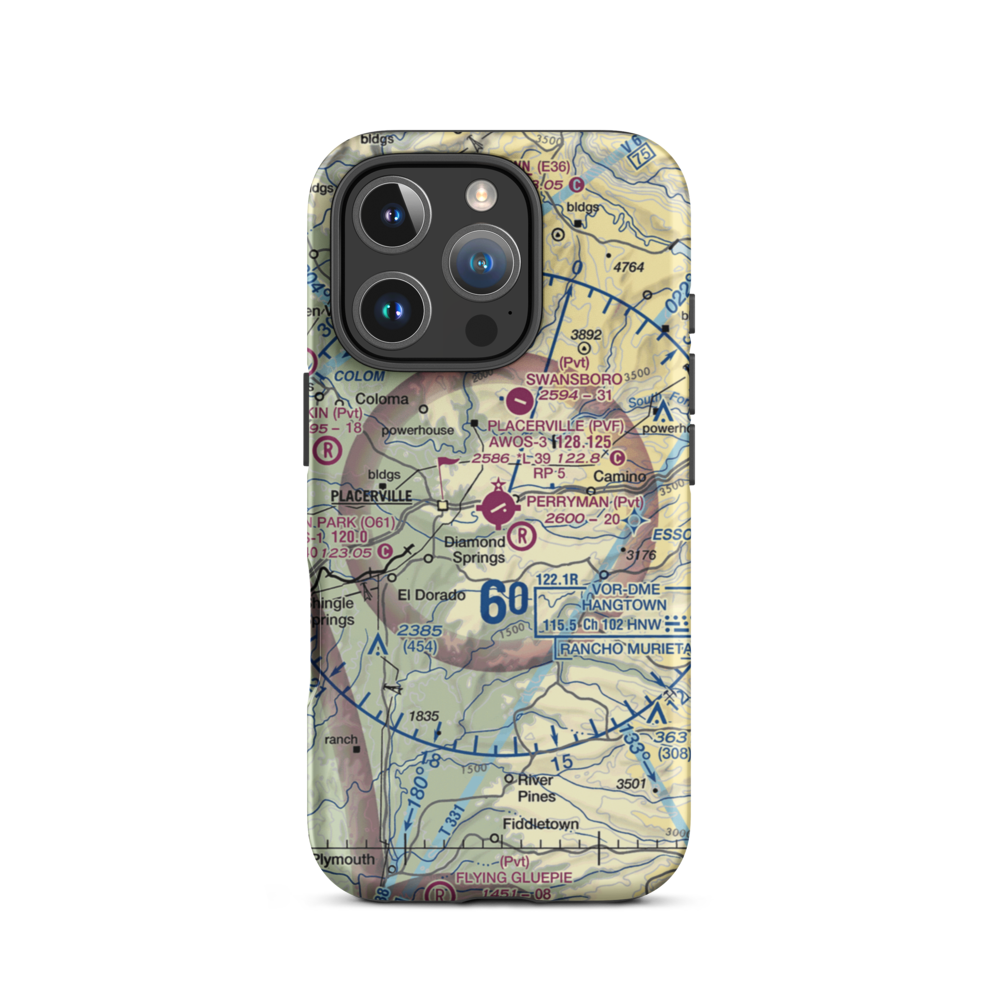 Placerville Airport (PVF) VFR Sectional  Tough iPhone Case iPhone 16 Pro model shown