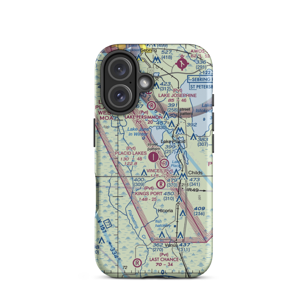 Placid Lakes Airport (09FA) VFR Sectional  Tough iPhone Case iPhone 16 model shown