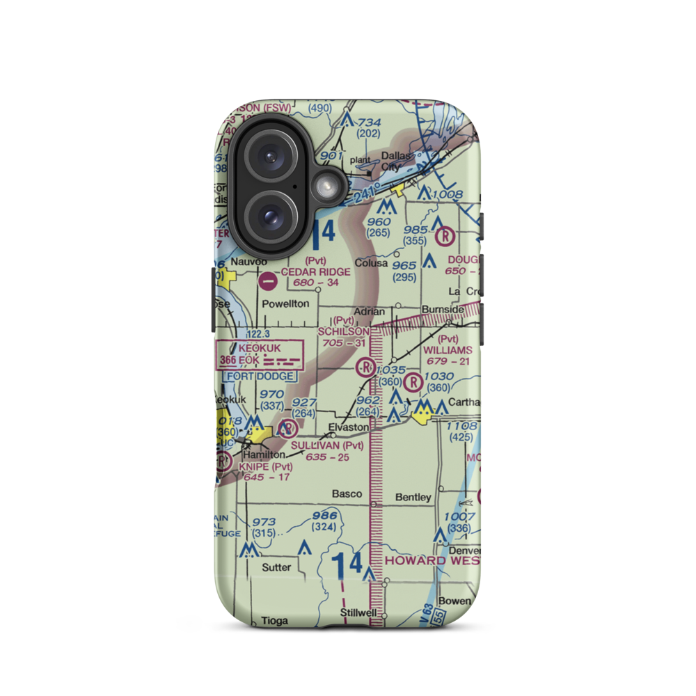 Plain Crazy Airport (4IS1) VFR Sectional  Tough iPhone Case iPhone 16 model shown