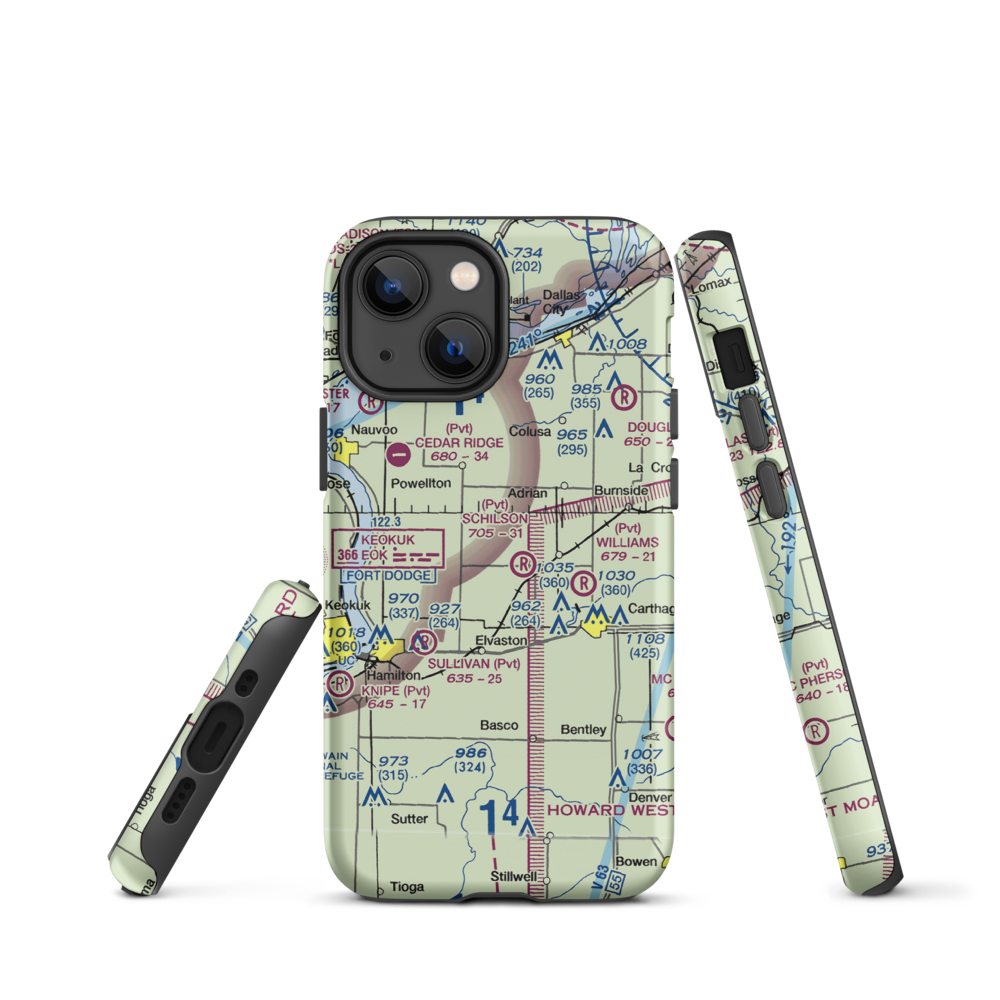 Plain Crazy Airport (4IS1) VFR Sectional  Tough iPhone Case iPhone 13 mini model shown