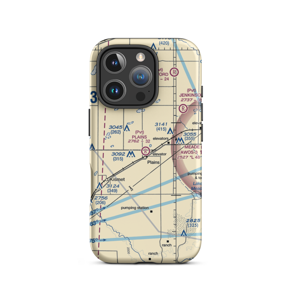 Plains Municipal Airport (2KS5) VFR Sectional  Tough iPhone Case iPhone 16 Pro model shown