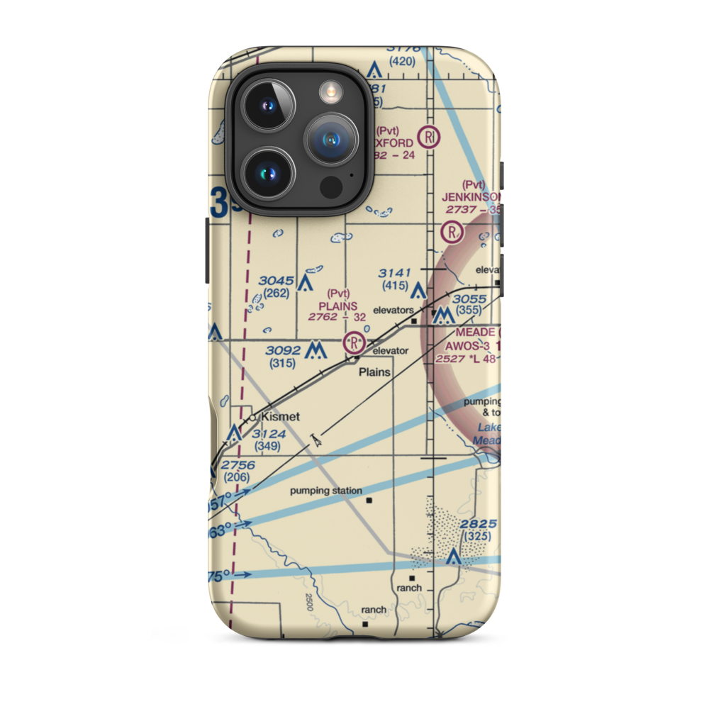 Plains Municipal Airport (2KS5) VFR Sectional  Tough iPhone Case iPhone 16 Pro Max model shown