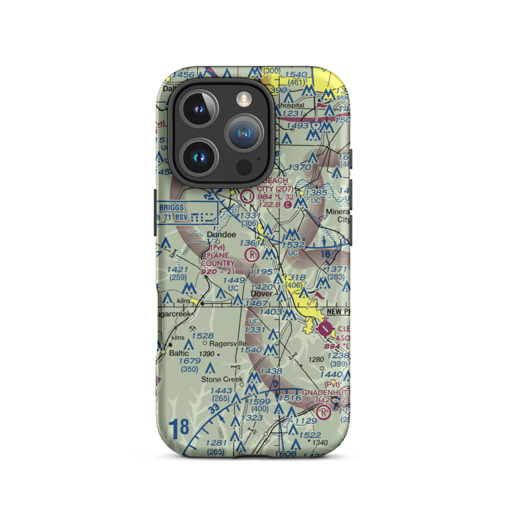 Plane Country Airport (45OI) VFR Sectional  Tough iPhone Case iPhone 16 Pro model shown