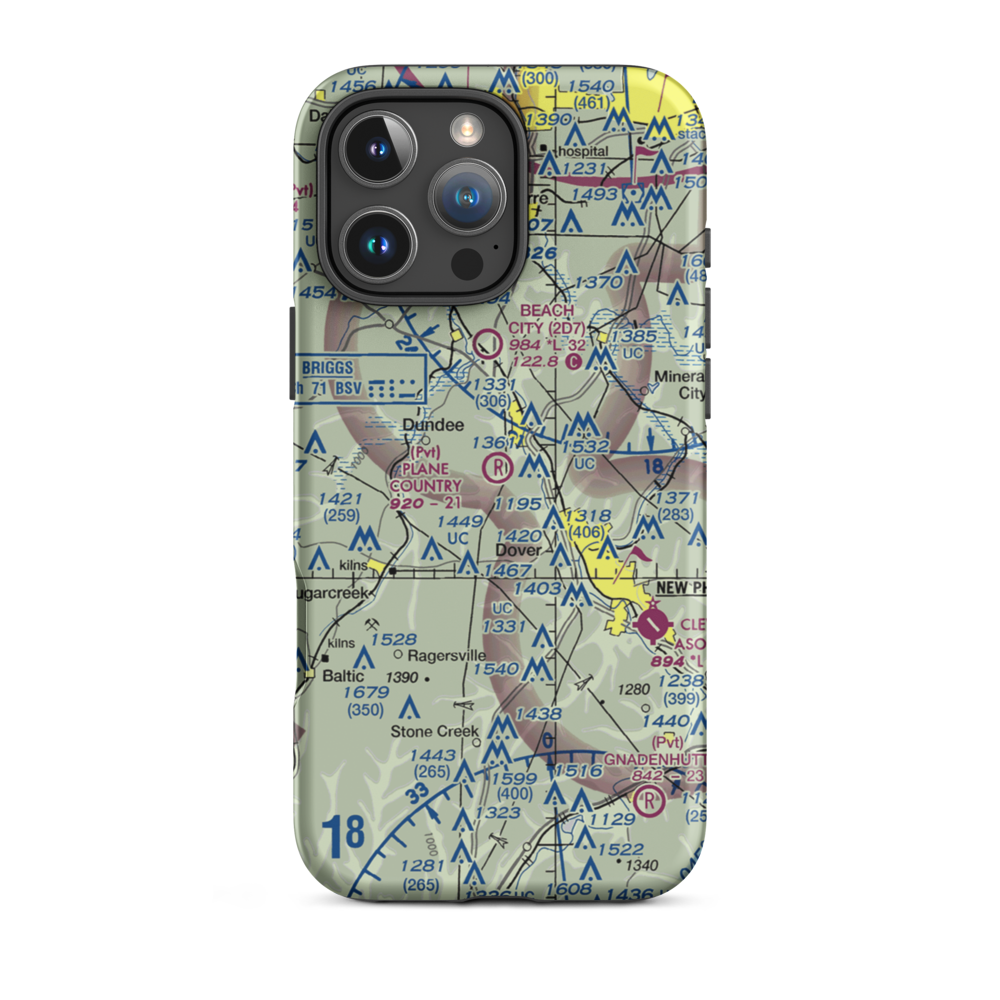 Plane Country Airport (45OI) VFR Sectional  Tough iPhone Case iPhone 16 Pro Max model shown