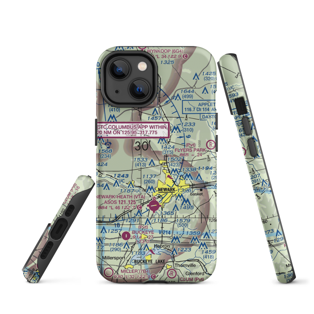 Planevue Airport (OH99) VFR Sectional  Tough iPhone Case iPhone 14 model shown