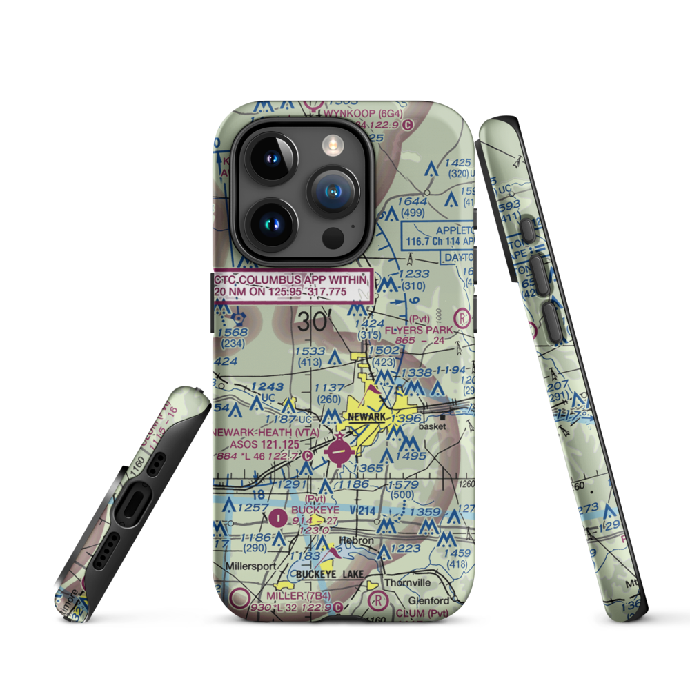 Planevue Airport (OH99) VFR Sectional  Tough iPhone Case iPhone 15 Pro model shown