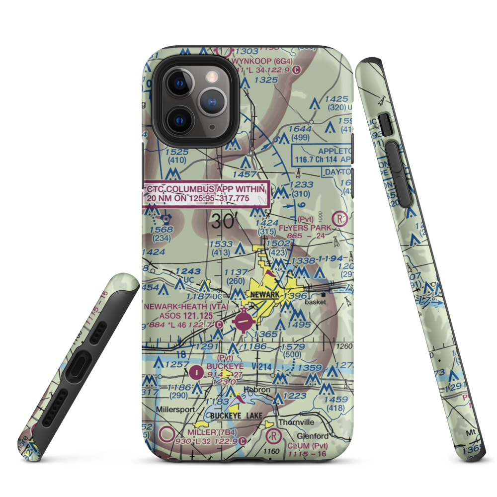 Planevue Airport (OH99) VFR Sectional  Tough iPhone Case iPhone 11 Pro Max model shown