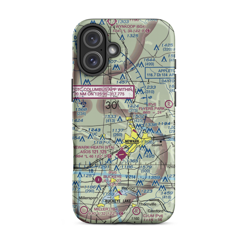Planevue Airport (OH99) VFR Sectional  Tough iPhone Case iPhone 16 Plus model shown