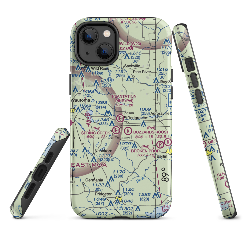 Plantation Pine Airport (3WI8) VFR Sectional  Tough iPhone Case iPhone 14 Plus model shown