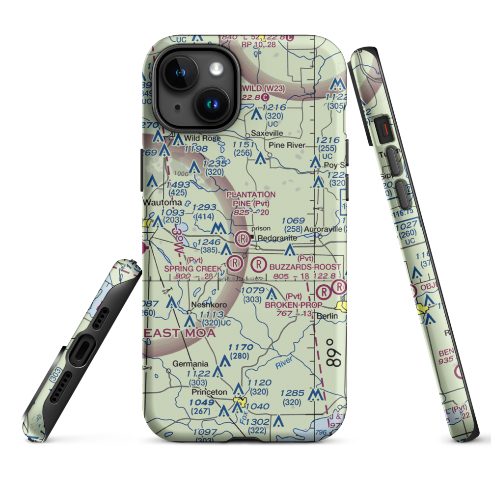 Plantation Pine Airport (3WI8) VFR Sectional  Tough iPhone Case iPhone 15 Plus model shown