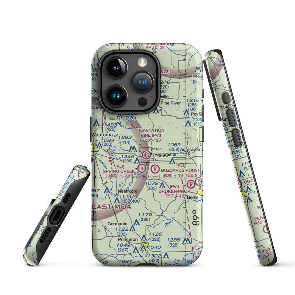 Plantation Pine Airport (3WI8) VFR Sectional  Tough iPhone Case iPhone 15 Pro model shown